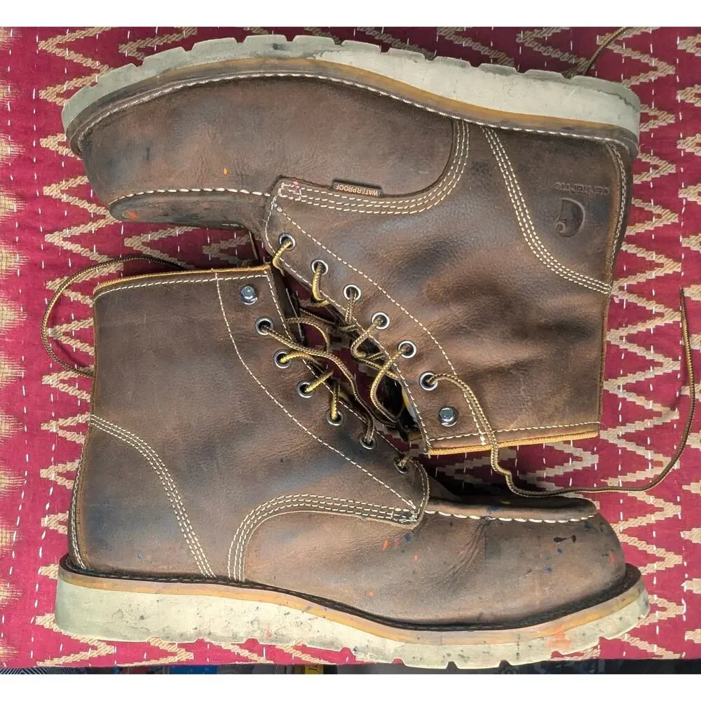 Thrashed CARHARTT Paint Splatter Steel Toe Work Boots Mens 9.5 M Waterproof